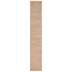 Nazmiyal Collection Cream Color Modern Moroccan Design Runner. 3 ft x 18 ft 7 in