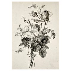 Jean-Baptist Huet, the Younger Attrib., Bouquet Flowers Pen & Wash