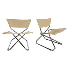 Scandinavian Modern Erik Magnussen Z Down Folding Chairs by Torben Orskov, Pair
