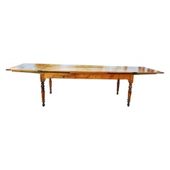 Antique French 19th Century Cherry Double Extending Farm House Table