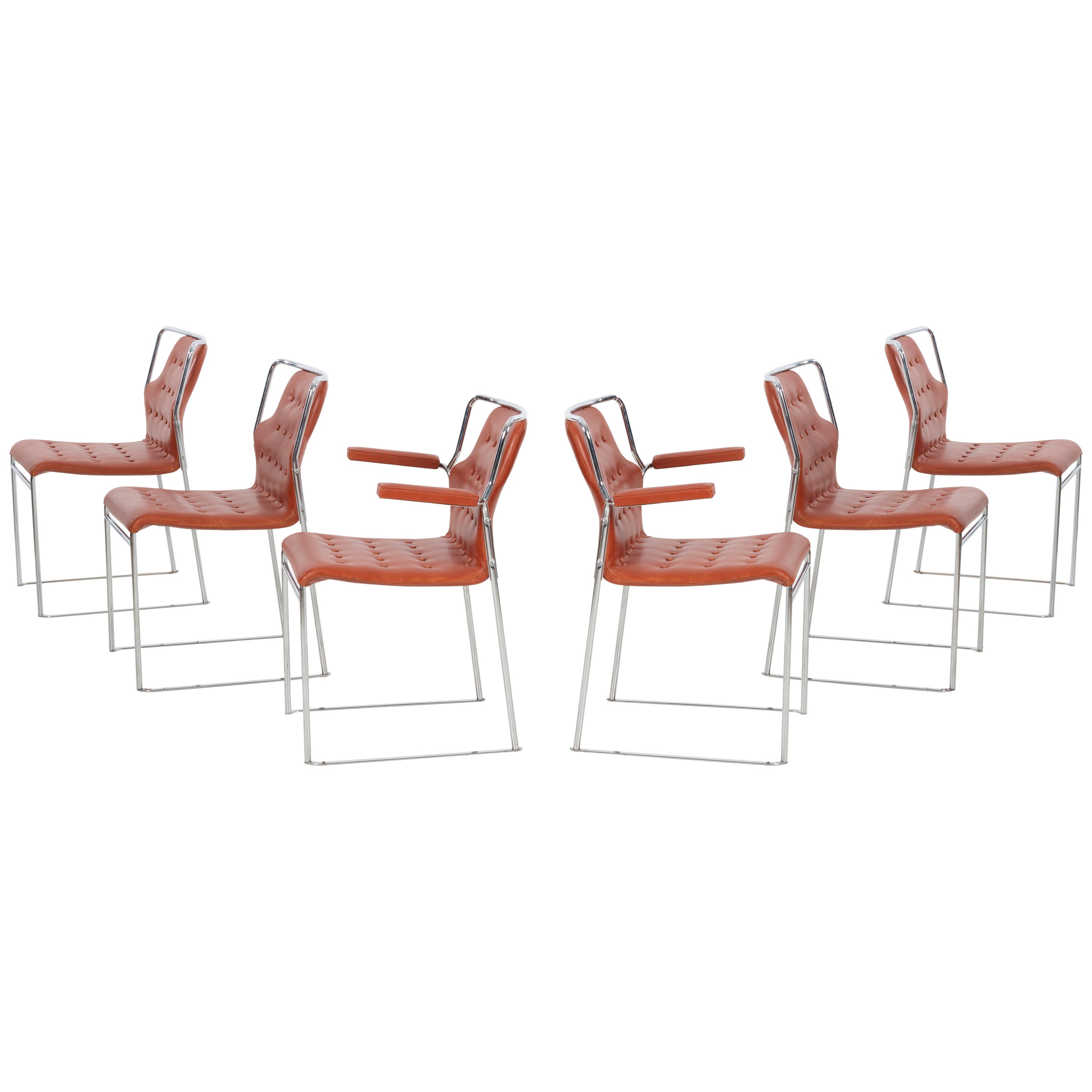 Set of 6 Bruno Matthsson Dining Chairs for DUX For Sale