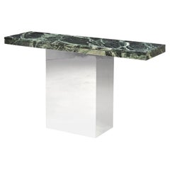 Verde Green Marble and Chrome Base Console, 1970