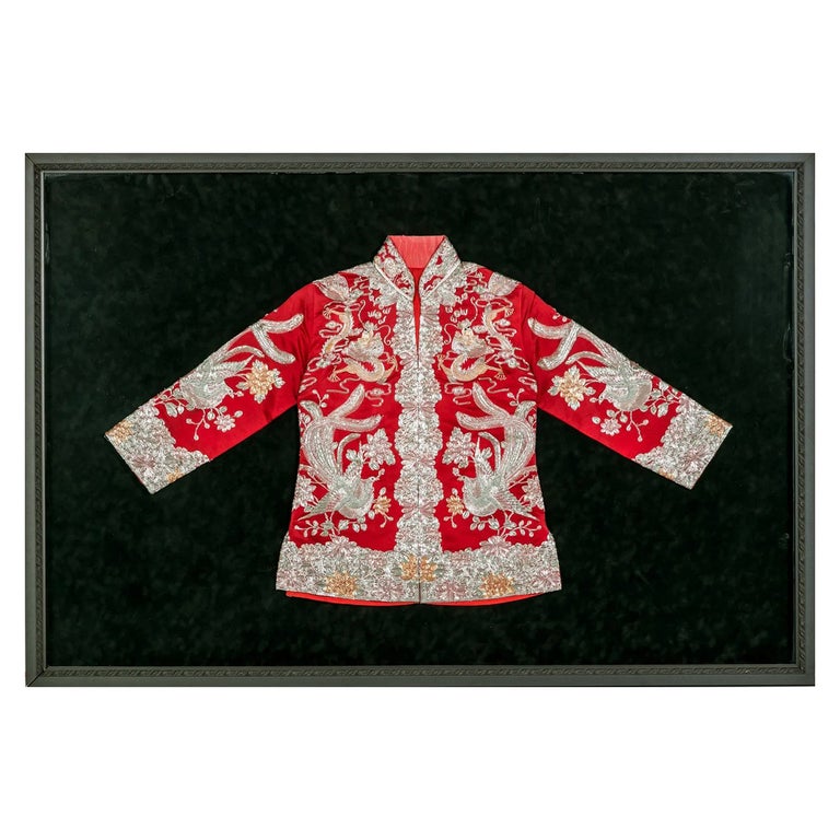 Framed Chinese Embroidery Southern Bridal Jacket For Sale