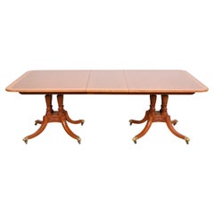 Retro Baker Furniture Georgian Mahogany Double Pedestal Dining Table, Newly Refinished