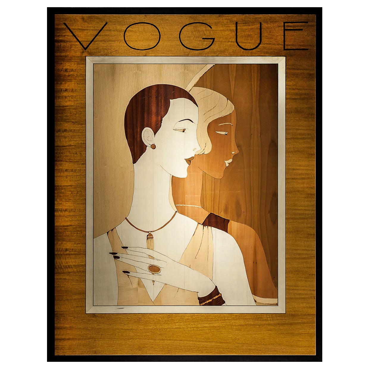 Cadre en bois et métal incrusté Vogue du 21e siècle, fabriqué en Italie par Hebanon