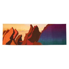 Vintage Janet Taylor Tapestry of Sunset Desert Landscape
