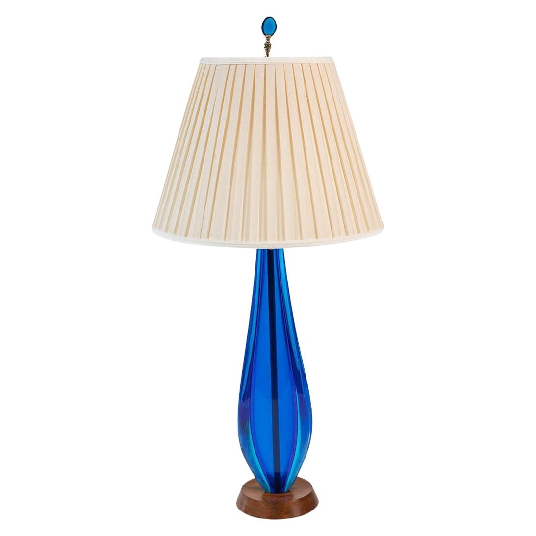 Lampe en verre de Murano bleu cobalt des années 60 par Alfredo Barbini