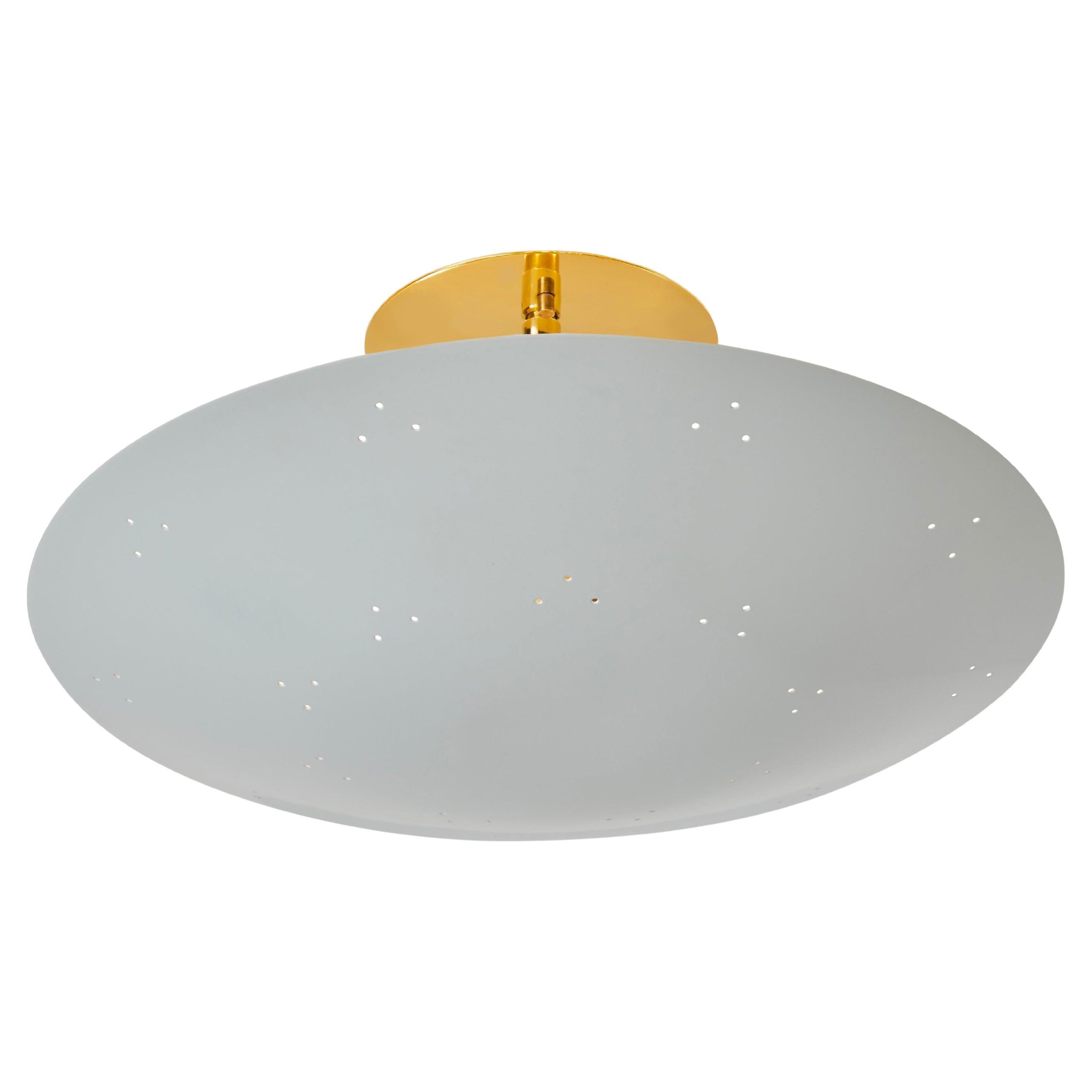 Two Enlighten 'Rey' Perforated Metal Dome Ceiling Lamp in White For Sale