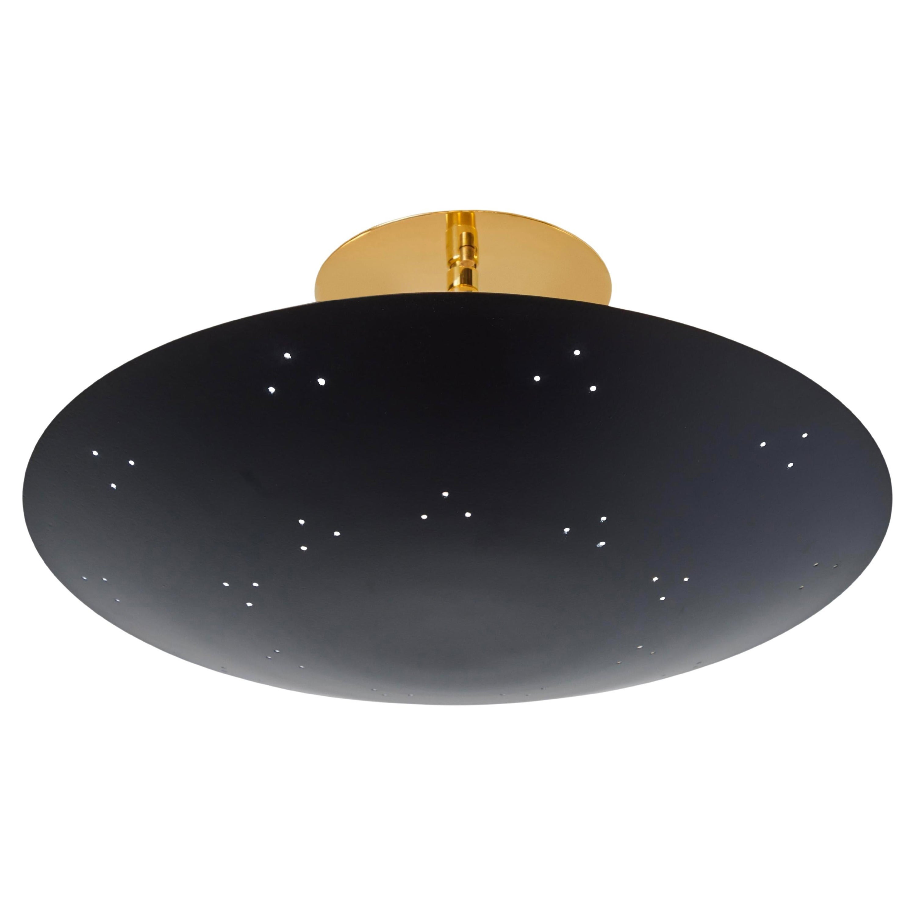 Two Enlighten 'Rey' Perforated Metal Dome Ceiling Lamp in Black For Sale