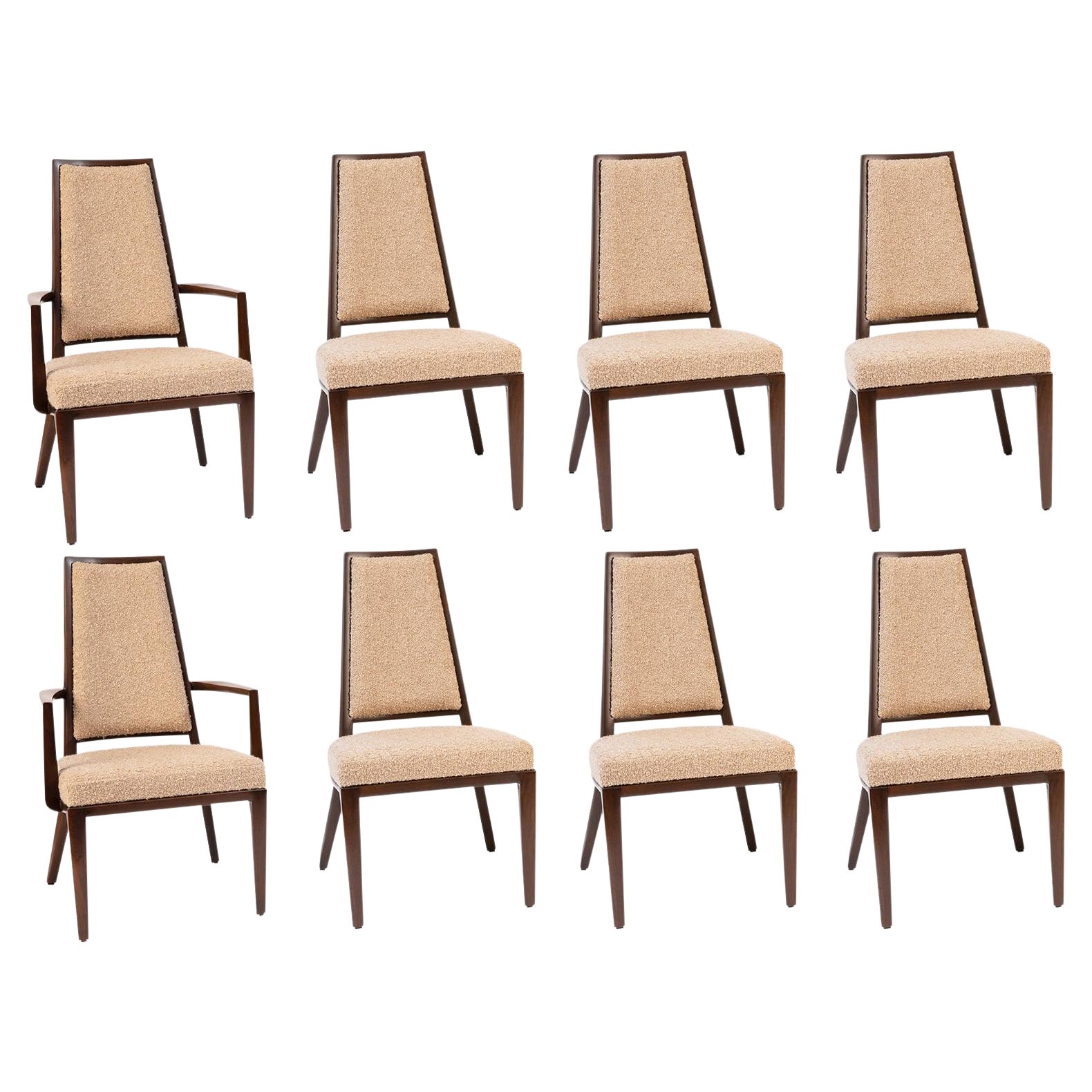 Walnut & Bouclé Monteverdi-Young 1950's Dining Chairs, set of 8