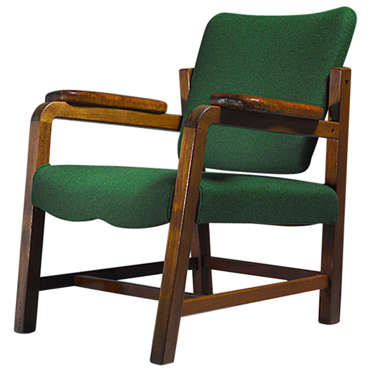 Flemming Teisen Mahogany Chair with Leather Armrests, Denmark, 1939 For Sale