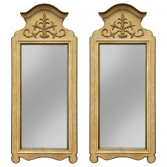 Vintage French Neoclassical Style Wood Mirrors, 1960s American Made, Pair