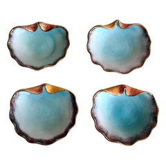 Vintage Rometti Ceramiche Umbria 'Italy' Set of 4 Shell-Shaped Ceramic Ashtrays