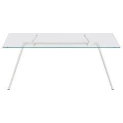 Mesa Alias Grande Seca 45A con Tablero de Cristal y Estructura de Aluminio Lacado en Blanco