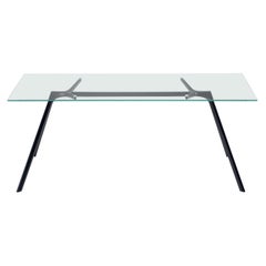 Alias Kleiner 45A-Tisch mit Glasplatte und schwarz lackiertem Aluminiumrahmen