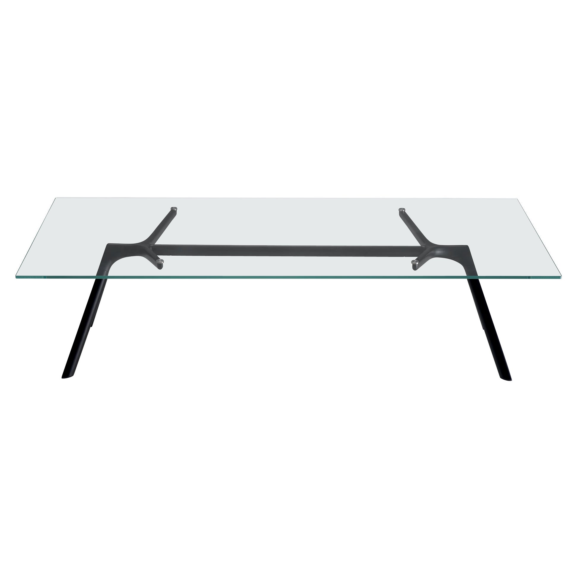Table Alias Small Dry XS 45B avec plateau en verre et cadre en aluminium laqué noir