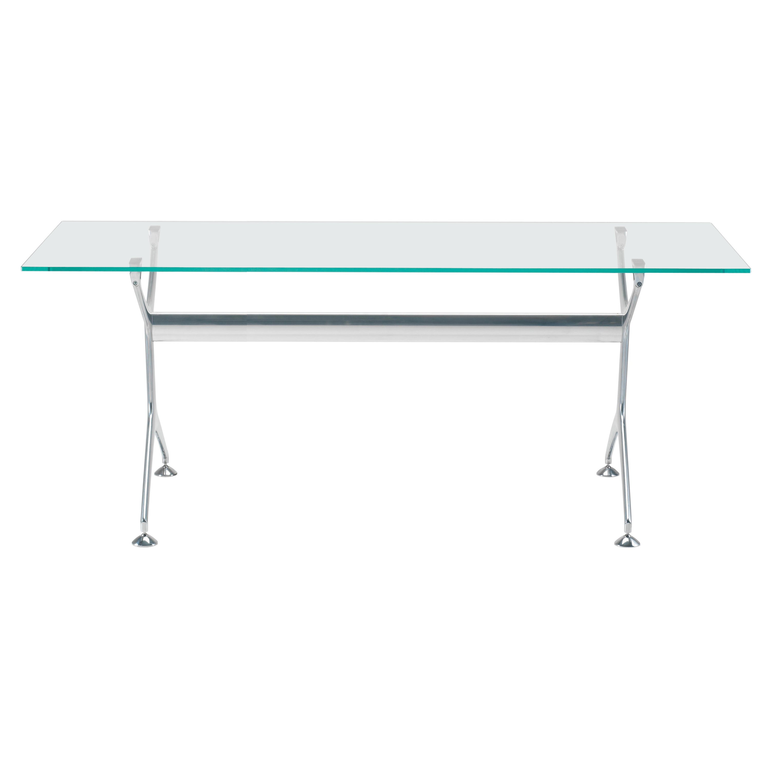 Alias Frametable 160 in Glass Top with Polished Aluminium Frame by Alberto Meda en vente