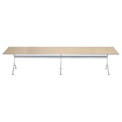 Table à cadre Alias 295XL avec plateau en chêne blanchi et cadre en aluminium poli