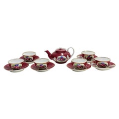 Gardner Imperial Russian Porcelain Red Floral Tea Service for 6, circa 1890