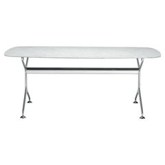 Table à manger encadrée 240 avec plateau en marbre de Carrare et cadre en aluminium poli Alias