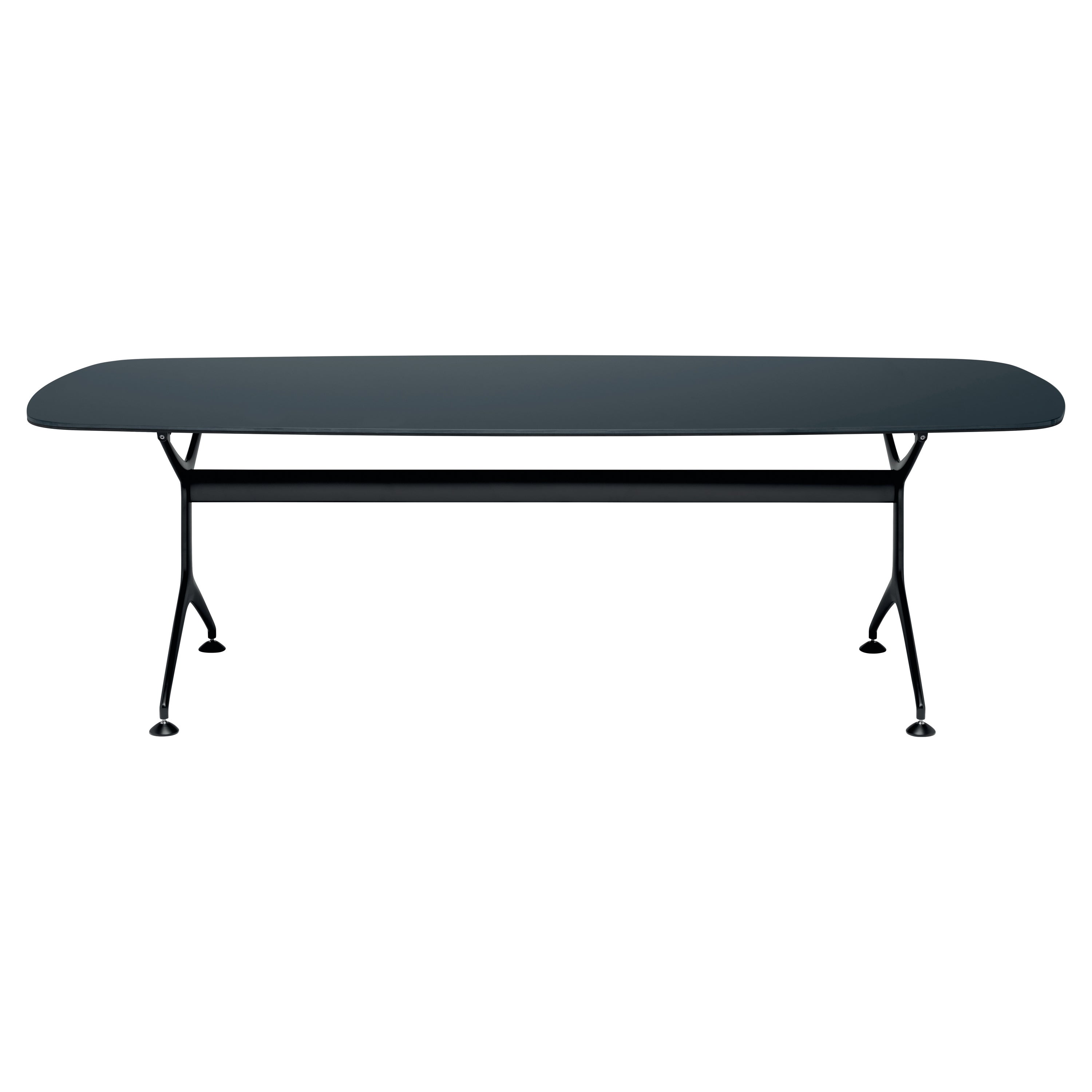 Alias Frametable 240 in Black Glass Top with Smooth Lacquered Aluminium Frame