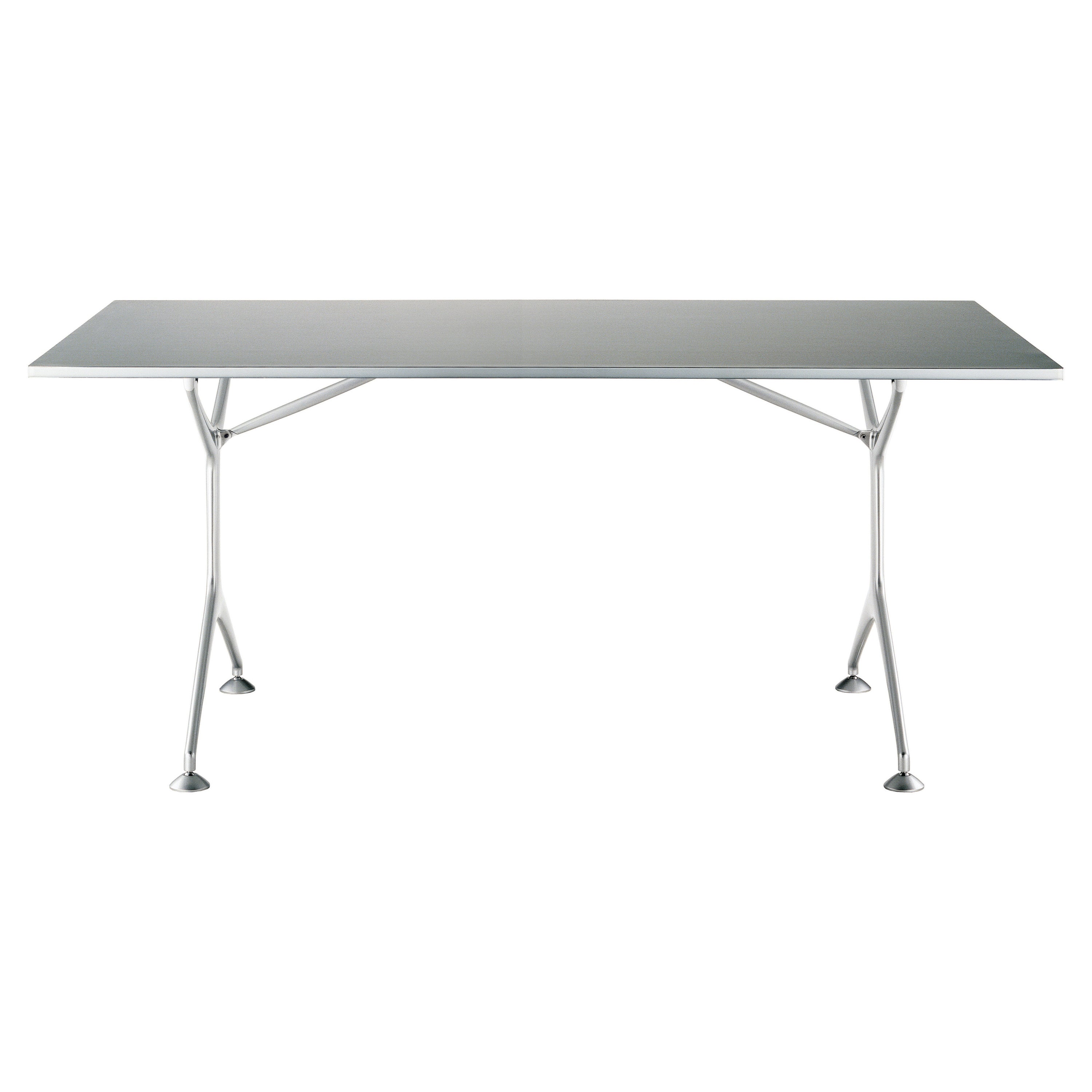 Table à cadre Alias 190F avec plateau en chêne gris frêne et cadre en aluminium poli