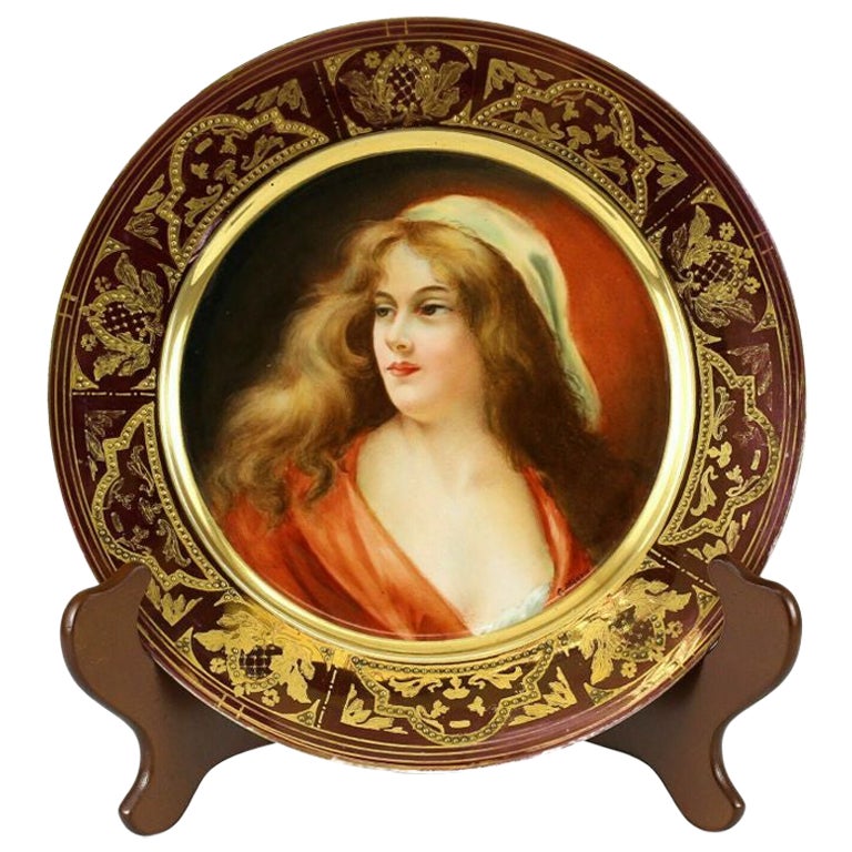 Royal Vienna & Haviland Limoges Porcelain Signed Plate Female Beauty, circa 1900 For Sale