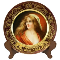 Royal Vienna & Haviland Limoges Porcelain Signed Plate Female Beauty, circa 1900