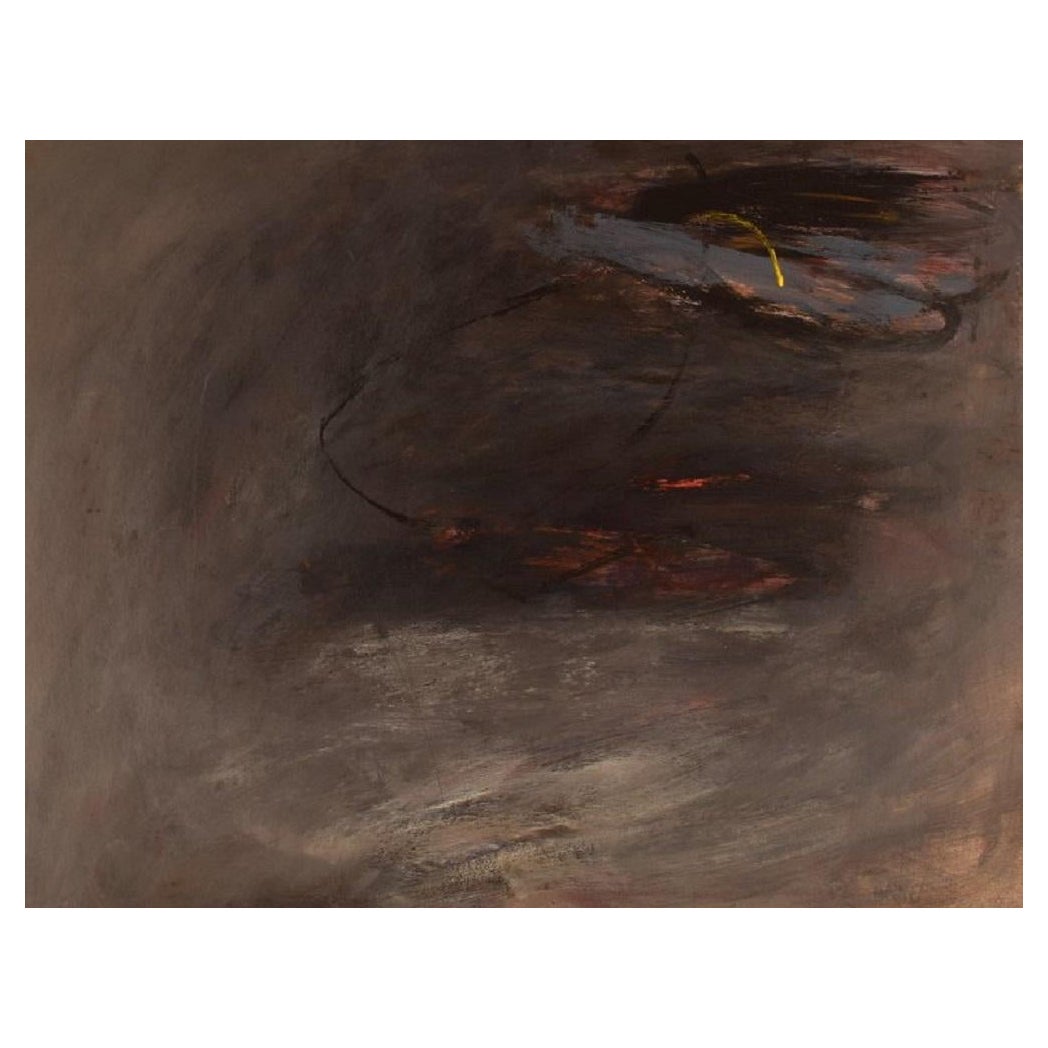 Artiste inconnu, huile sur panneau, composition abstraite, datée de 1987