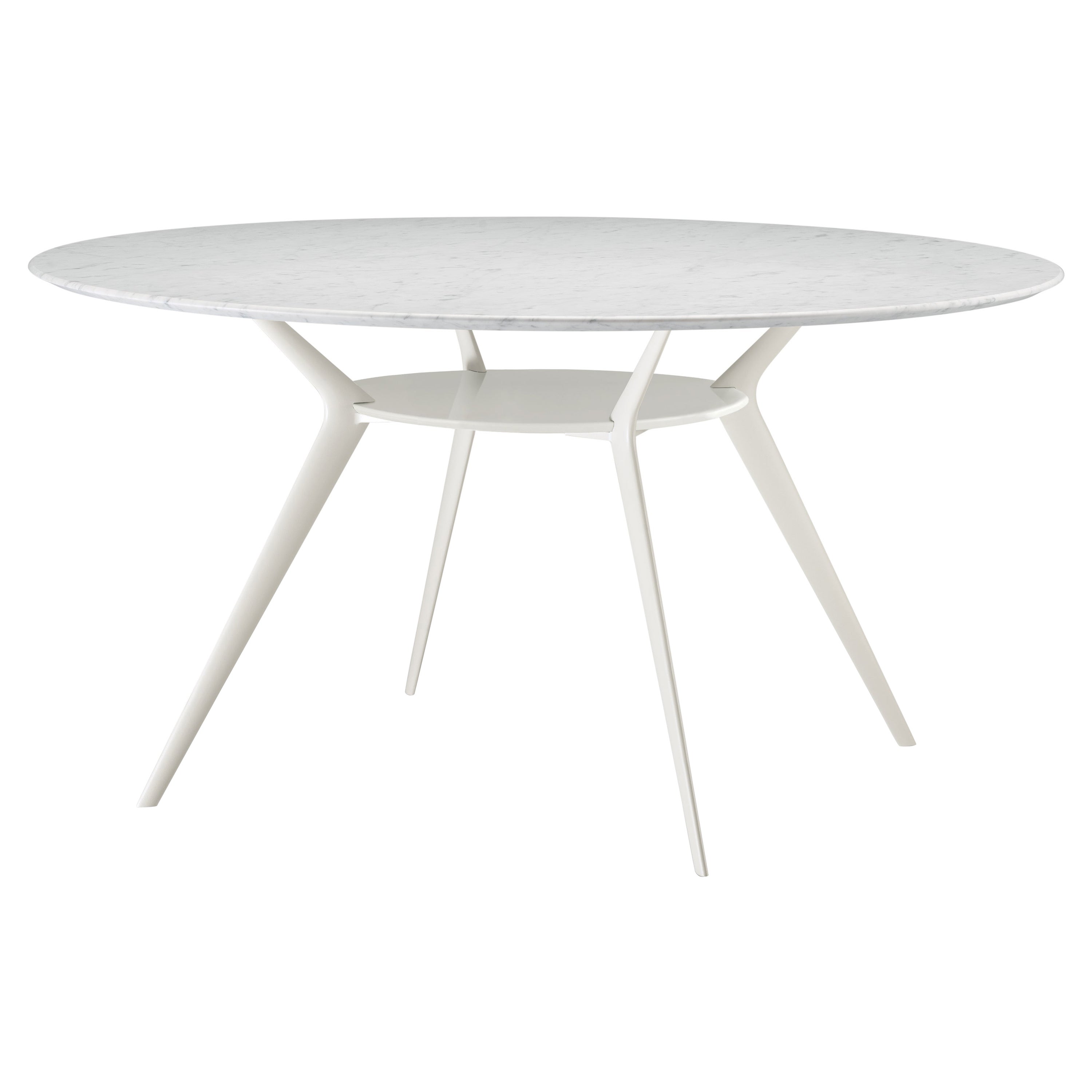 Alias Biplane 403 Table in Marble Top with White Lacquered Aluminium Frame