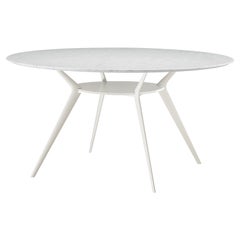 Table biplane Alias 403 avec plateau en marbre et cadre en aluminium laqué blanc