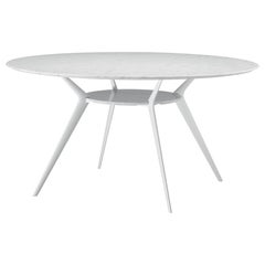 Table biplane Alias 403 avec plateau en marbre et cadre en aluminium laqué gris clair