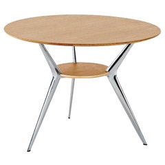 Table Alias Biplane XS Ø62 avec plateau en chêne et cadre en aluminium poli