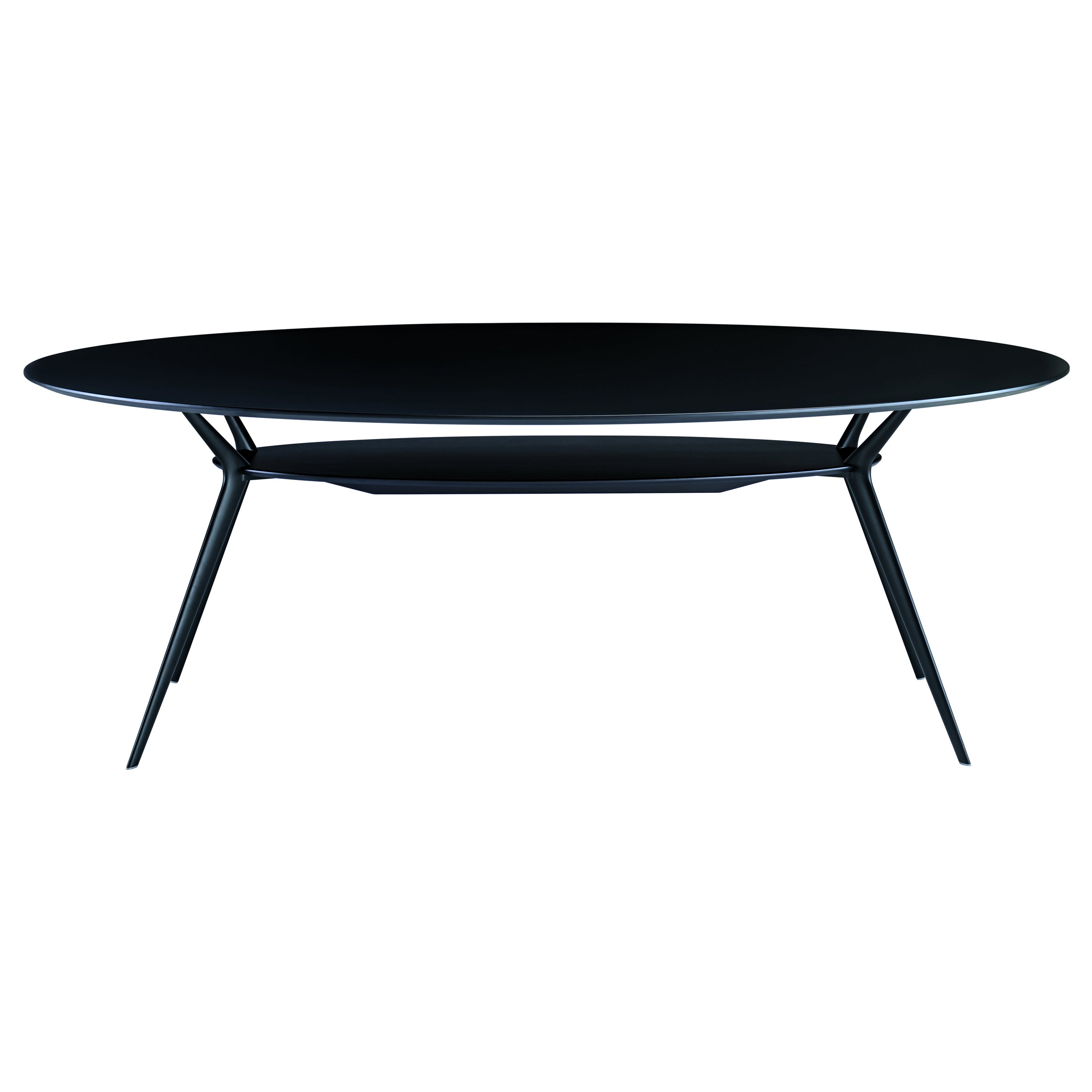 Alias Biplane 407 Oval Table in Black MDF Top and Black Polished Aluminium Frame For Sale