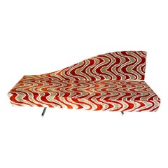 Italian Design Orange and Beige Velvet Chaise Longue/Dormeuse, 1980s