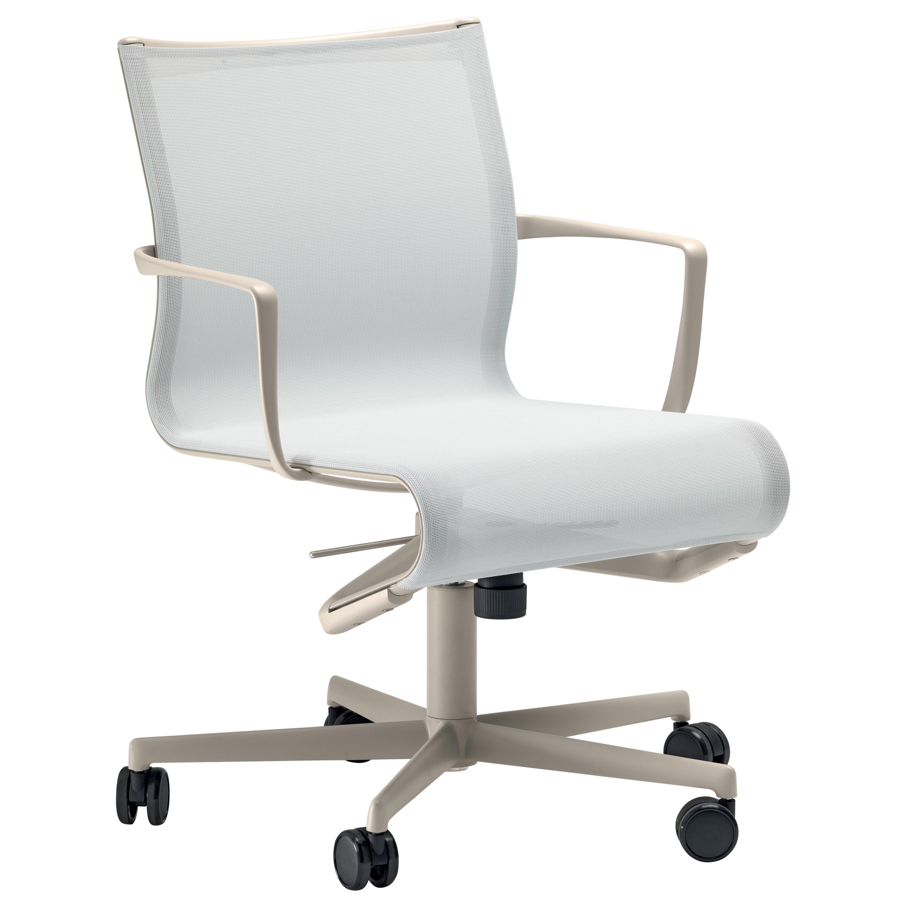 Alias Rollingframe Chair 52 in White Mesh Upholstery with Sand Aluminium Frame