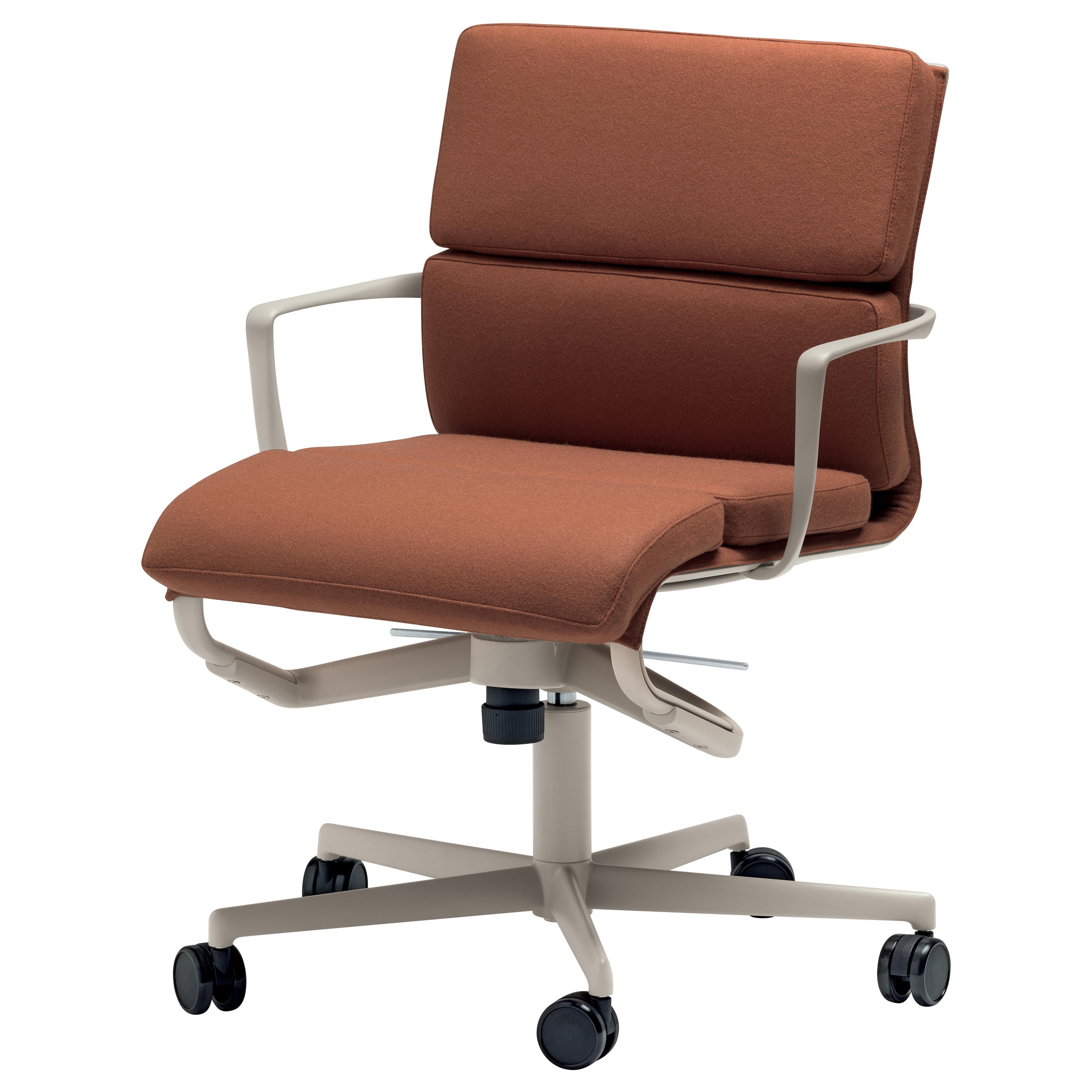 Alias Rollingframe Chair 52 Soft in Brown Upholstery with Sand Aluminium Frame