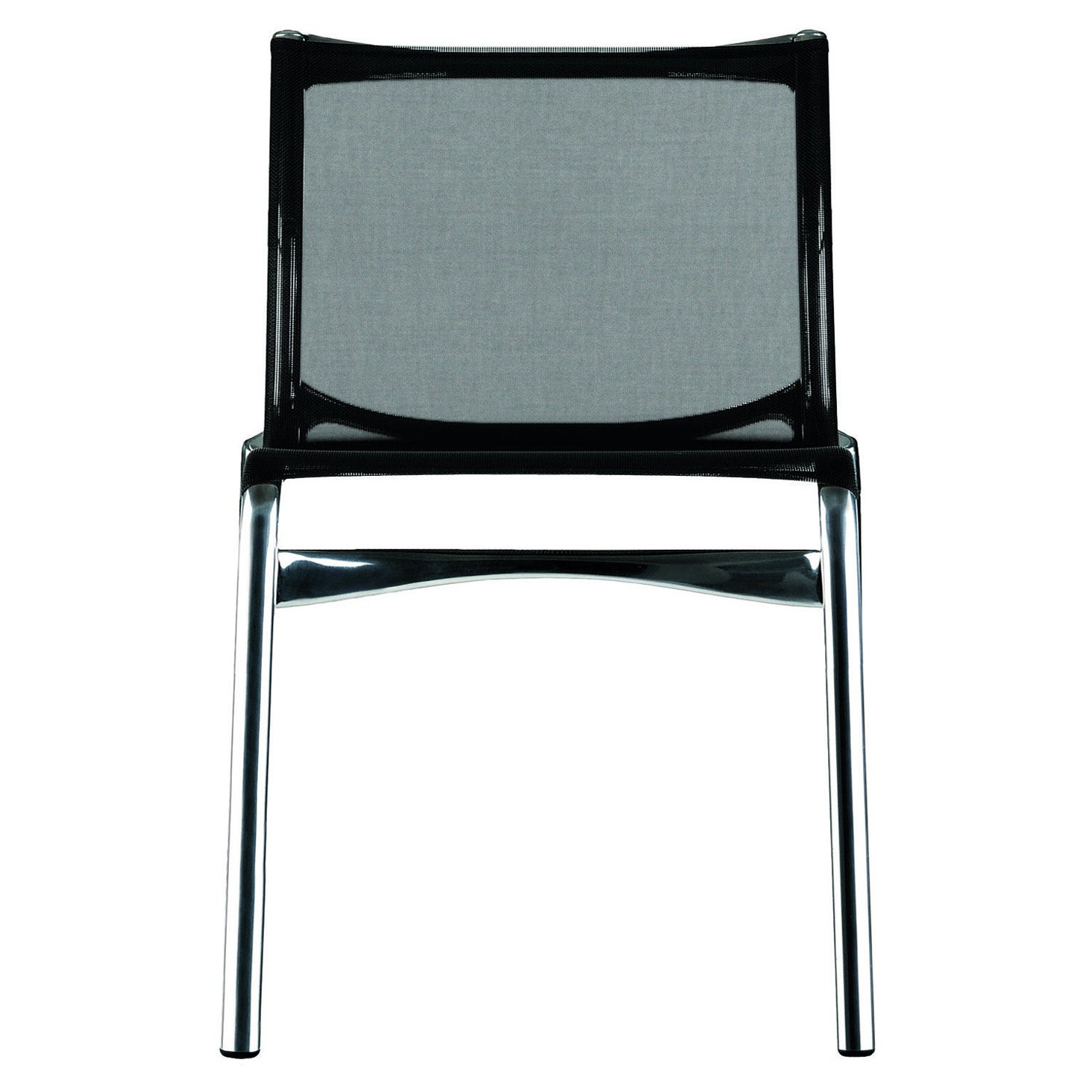 Alias Frame 52 Stuhl in schwarzem Netzsitz & schwarzem Gestell mit poliertem Aluminiumrahmen