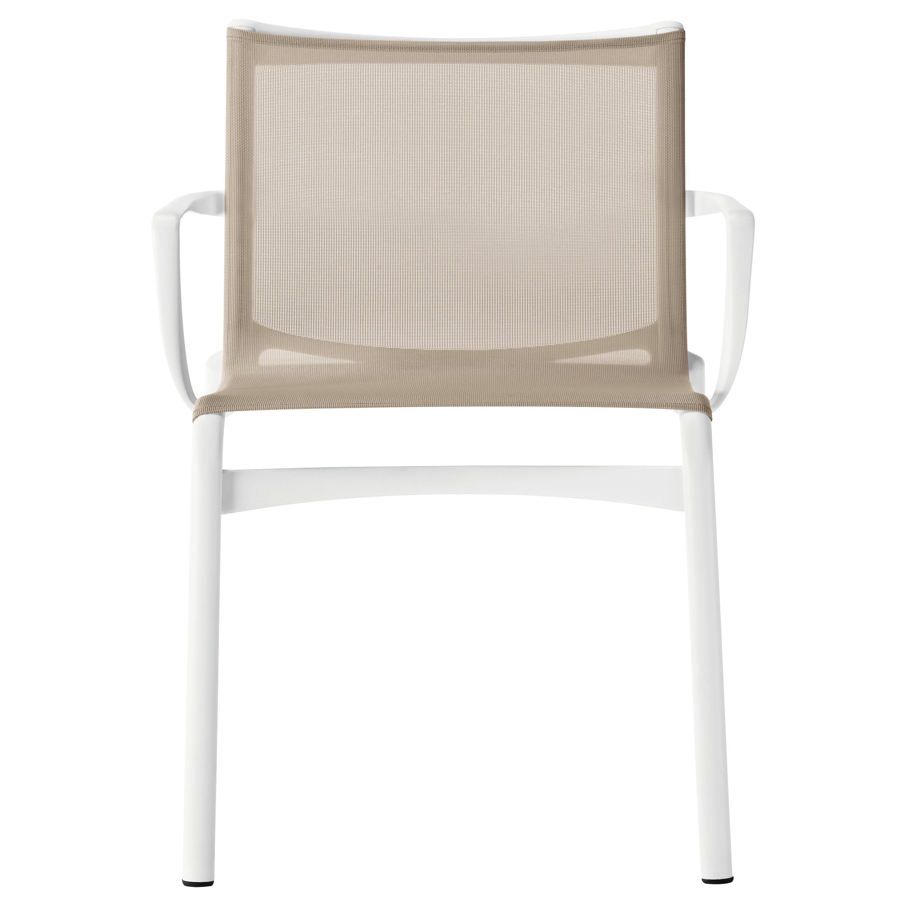 Alias Frame 52 Armchair in Sand Mesh with White Lacquered Aluminium Frame For Sale
