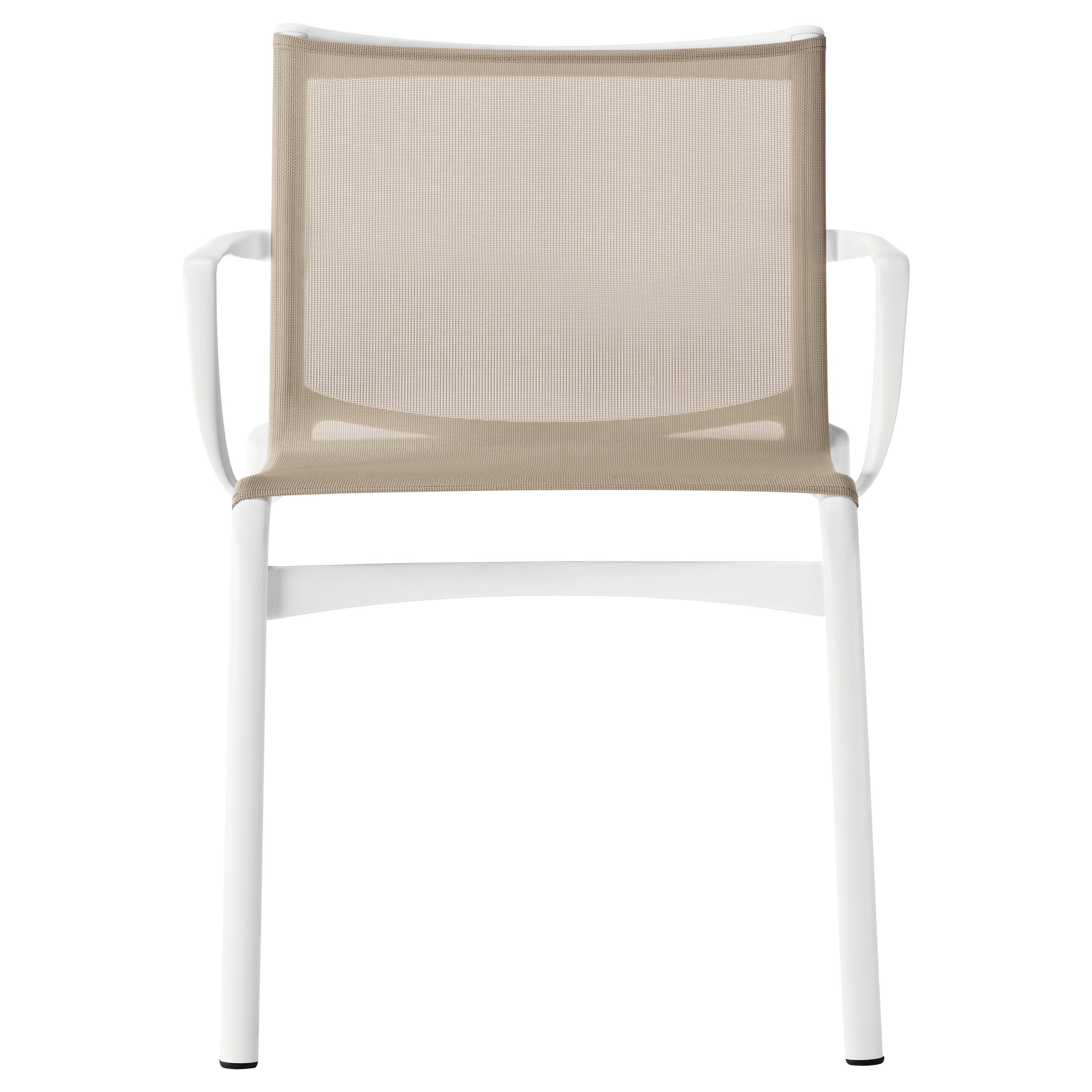 Alias Frame 52 Outdoor Armchair in Sand Mesh and White Lacquered Aluminium Frame For Sale