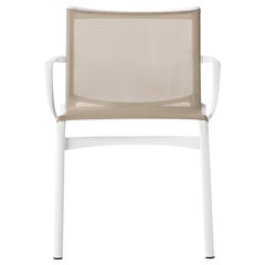 Alias Frame 52 Sessel für den Außenbereich aus Sandgeflecht und weiß lackiertem Aluminiumrahmen