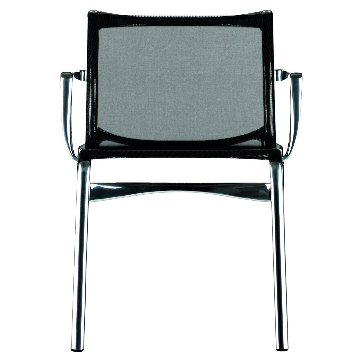 Alias Frame 52 Sessel aus schwarzem Mesh und poliertem Aluminiumgestell von Alberto Meda