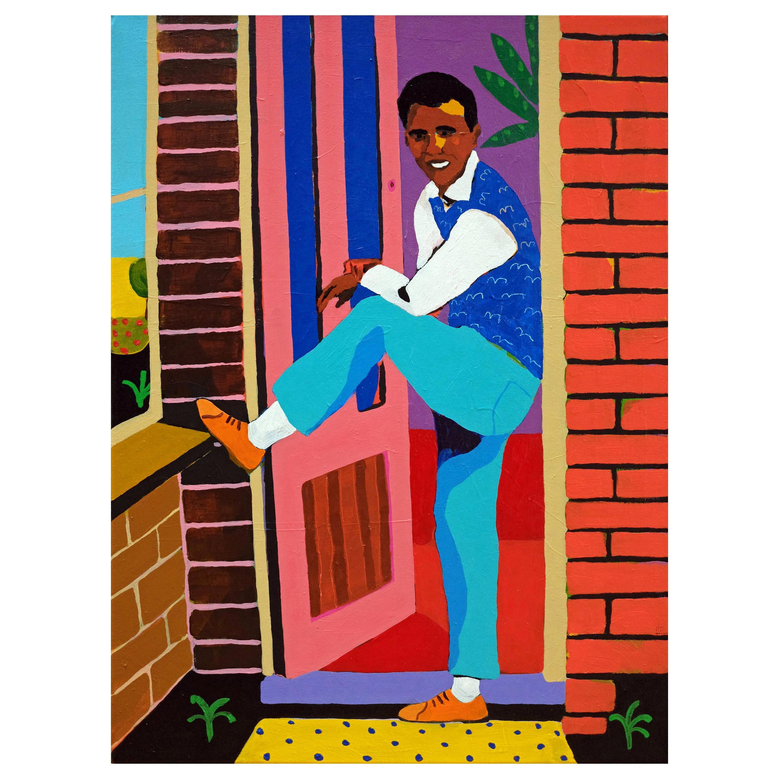 'He Had His Father's Jeans' Portrait Painting by Alan Fears Pop Art For Sale