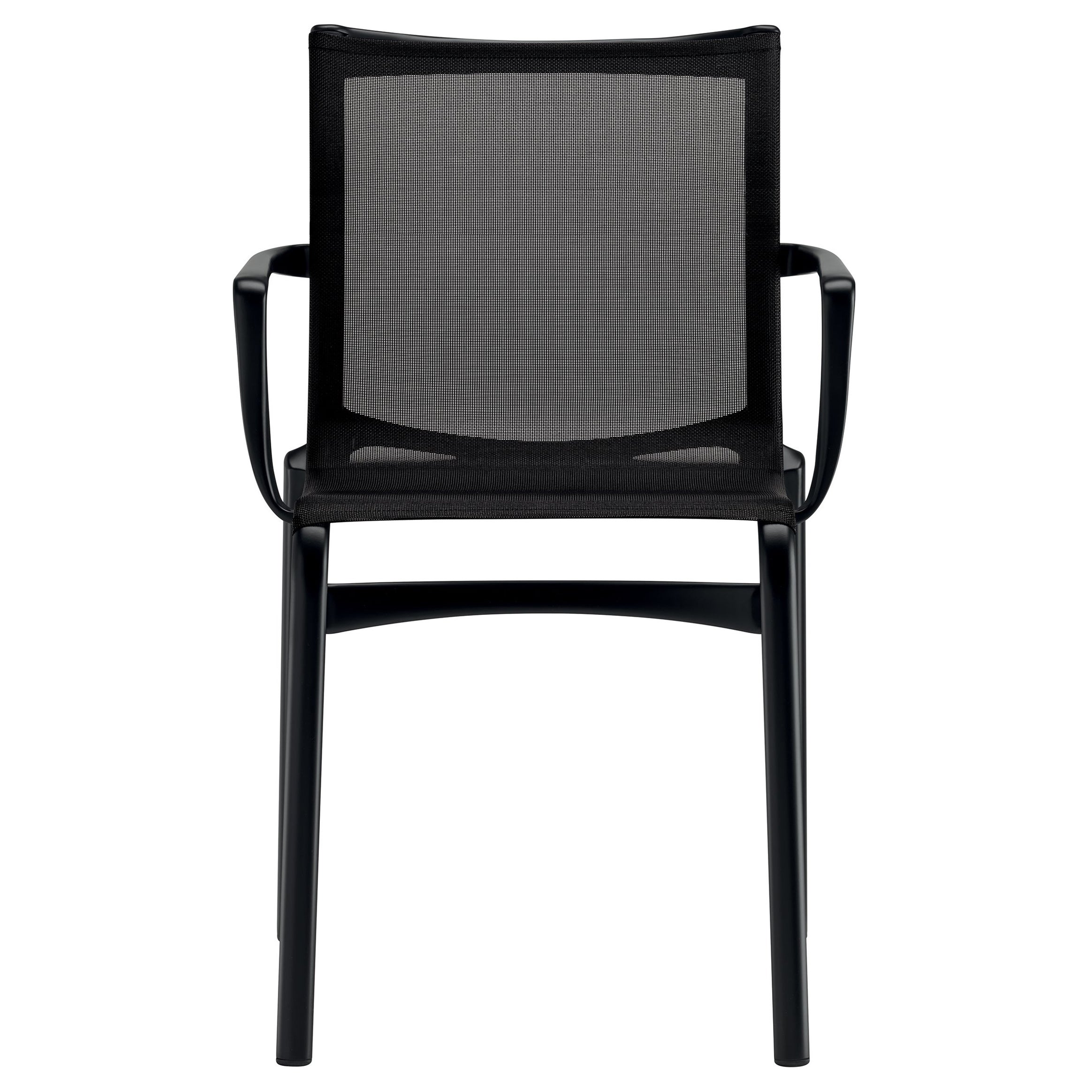 Alias Bigframe 44, Sessel aus schwarzem Netzgeflecht mit lackiertem Aluminiumrahmen