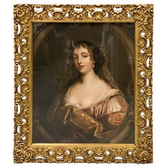 Print on Board Portrait of a La Belle Hamilton, Framed, 19th Century