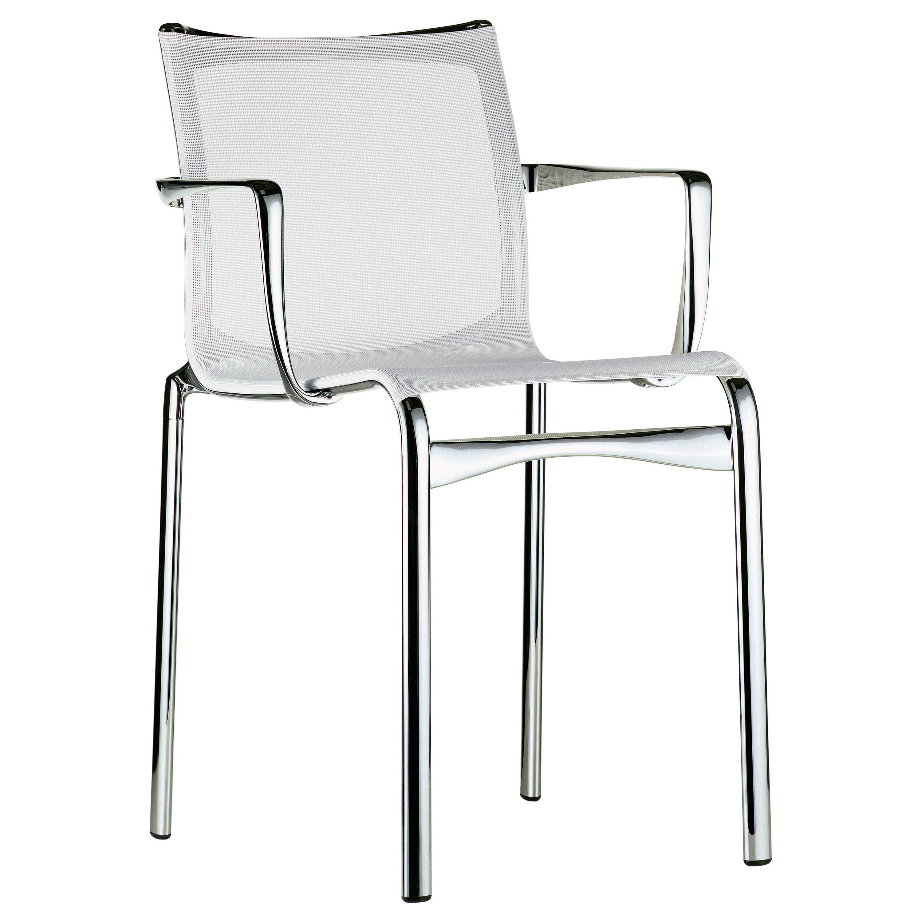 Alias Bigframe 44 Armchair in White Mesh Seat with Chromed Aluminium Frame