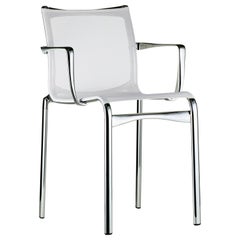 Fauteuil Alias Bigframe 44 avec assise en maille blanche et cadre en aluminium chromé