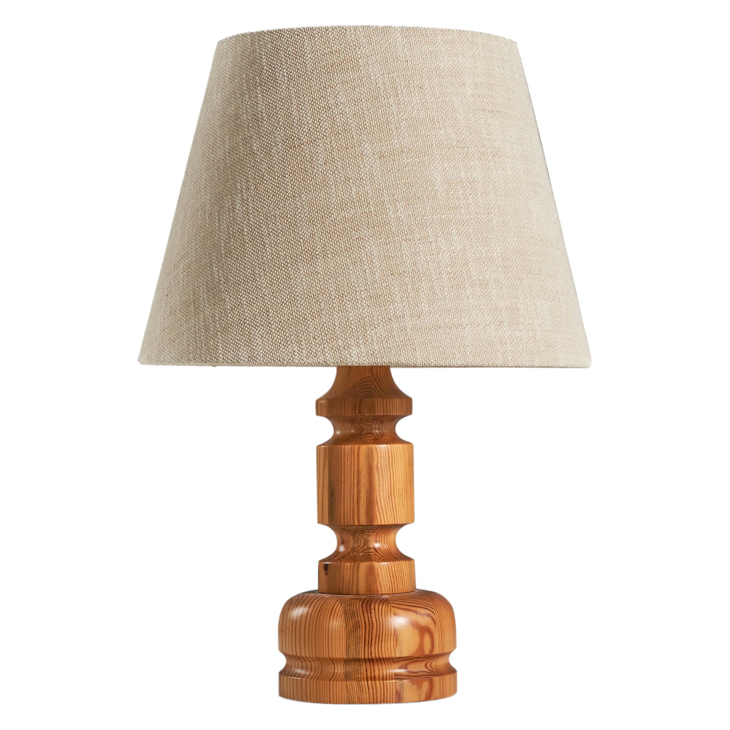 Stig Johnsson, Table Lamp, Pine, Fabric, Acrylic, Smålandsslöjd Sweden, c. 1970s For Sale