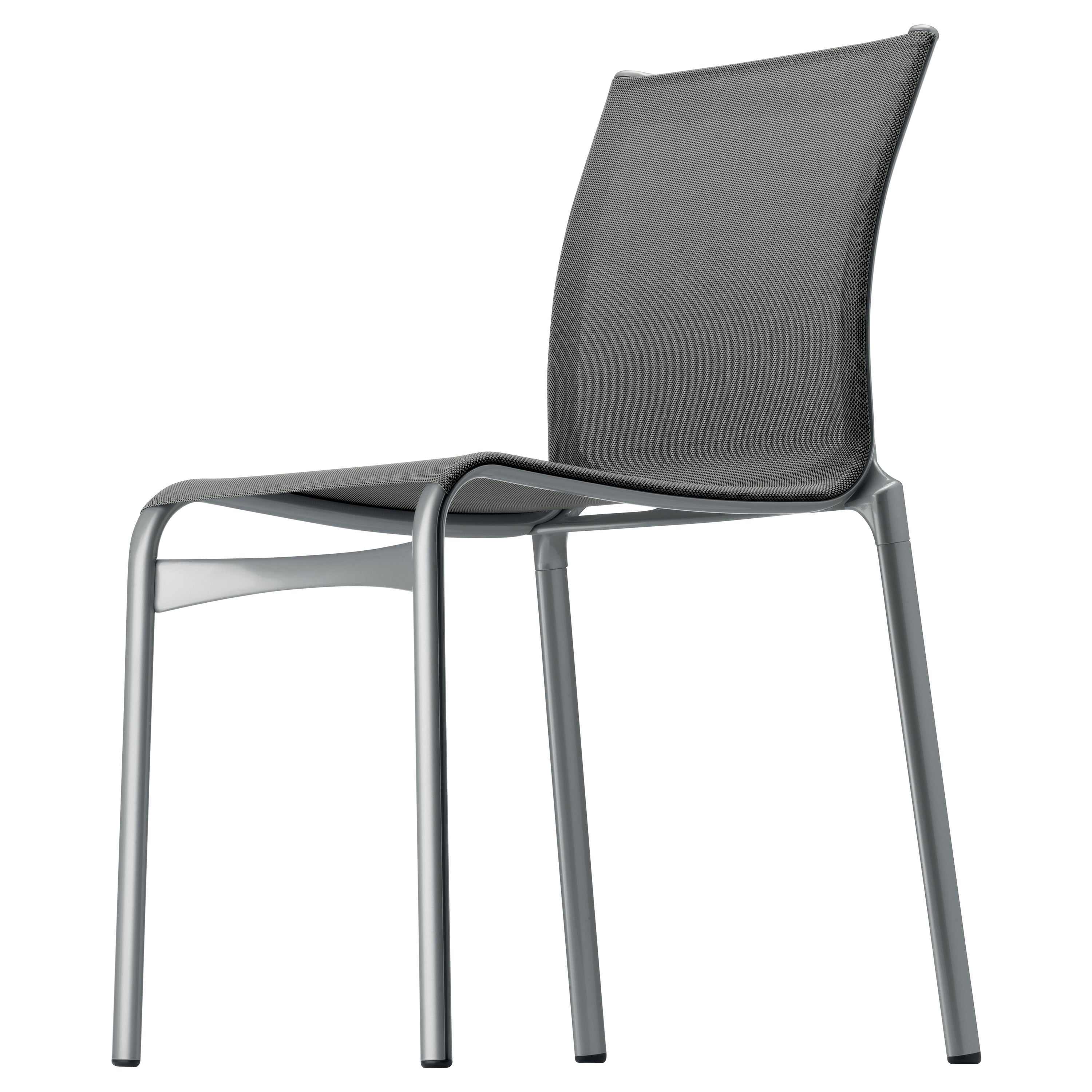 Alias Bigframe 44, Stuhl aus grauem Melange-Netz mit lackiertem Aluminiumrahmen