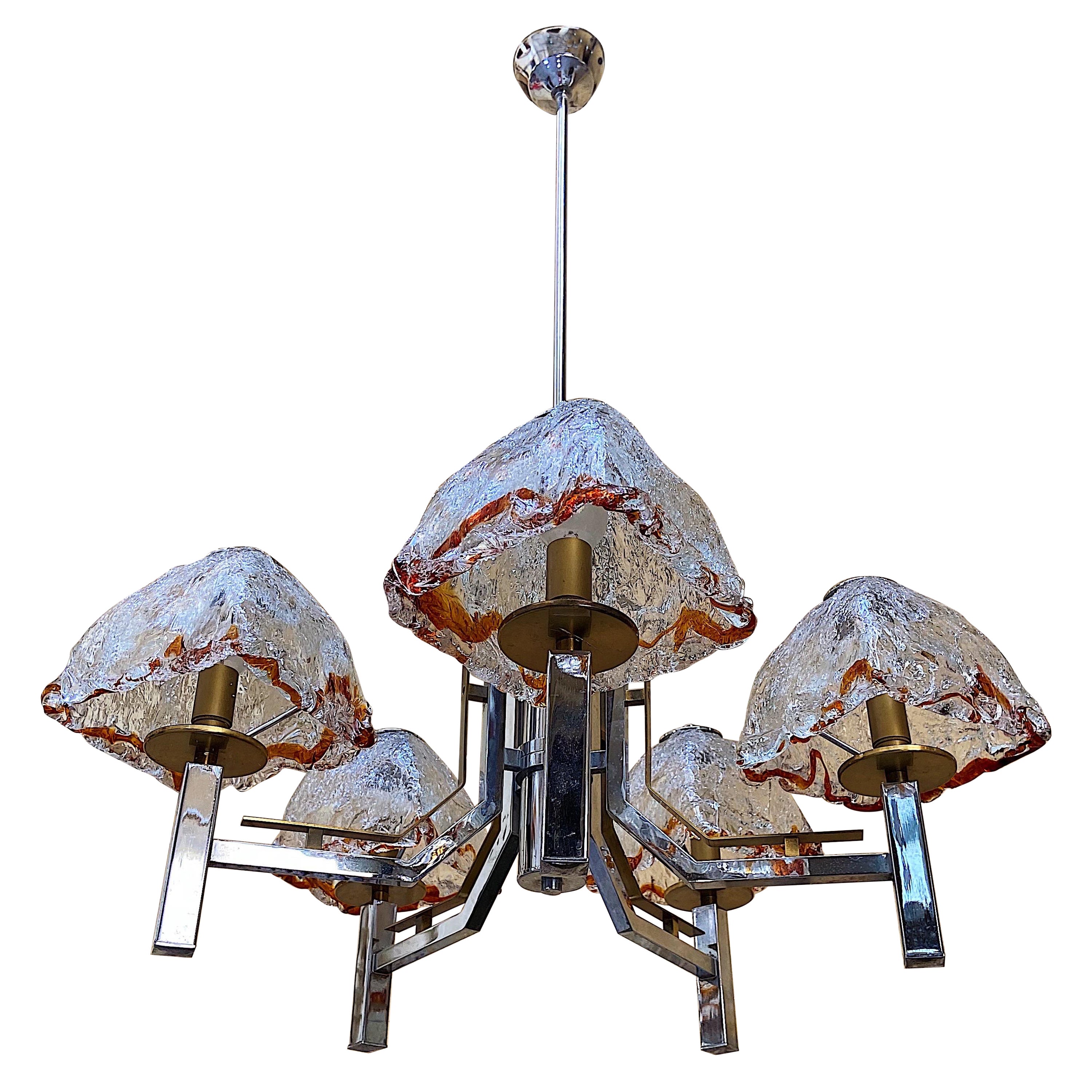 Space Age Murano Glass Chandelier by Toni Zuccheri, Italy, 1970s For Sale